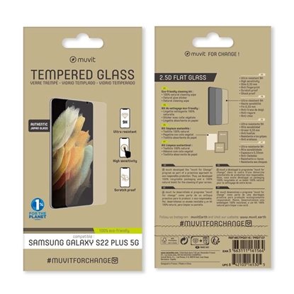 Изображение Samsung Galaxy S22+ Tempered Screen Glass By Muvit Transparent