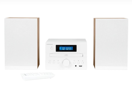 Picture of THOMSON MICRO SOUND SYSTEM BT RADIO FM/CD/MP3/USB WOOD FINISH WHITE MIC121BT