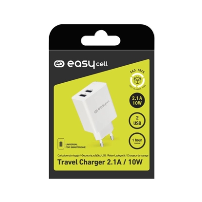 Attēls no Travel Charger 2 USB 2mAh By Easycell White