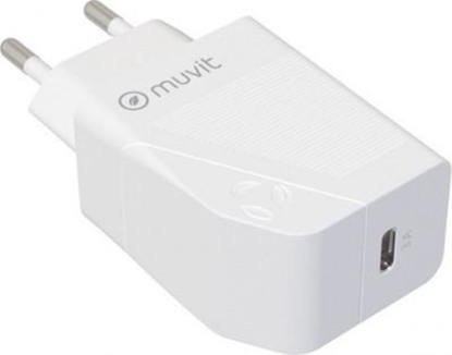 Изображение Ładowarka Muvit Travel Charger PD 20W 3.0A Type-C By Muvit Baltas