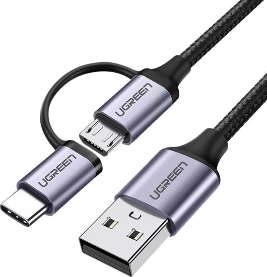 Изображение Ugreen USB-A - microUSB + USB-C Cable 1 m Black (30875)