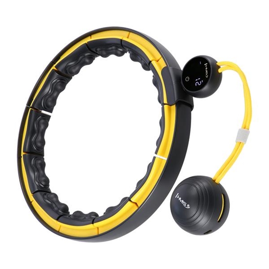 Изображение Vingrošanas rinķis ar atsvaru un skaitītāju HHM21 HULA HOP BLACK/YELLOW MAGNETIC WITH WEIGHT + COUNTER HMS