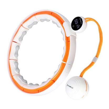 Изображение Vingrošanas rinķis ar atsvaru un skaitītāju HHM21 HULA HOP WHITE/ORANGE MAGNETIC WITH WEIGHT + COUNTER HMS