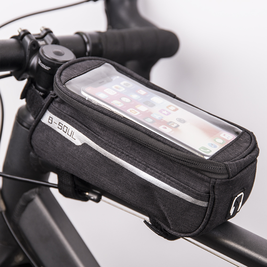 Изображение Waterproof bike frame bag with phone holder black