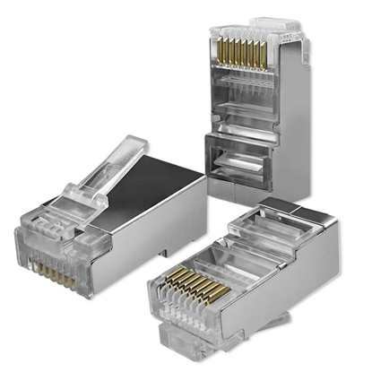 Picture of Wtyk złącze modularne RJ45 | CAT5e | FTP | Pozłacane styki |     100 sztuk 