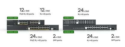 Attēls no Zyxel GS1900-24EP Managed L2 Gigabit Ethernet (10/100/1000) Power over Ethernet (PoE) Black