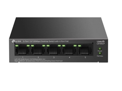 Attēls no Switch|TP-LINK|LS105LP|Desktop/pedestal|5x10Base-T / 100Base-TX|PoE ports 4|LS105LP