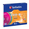 Picture of 1x5 Verbatim DVD-R 4,7GB Colour 16x Speed, Slim Case