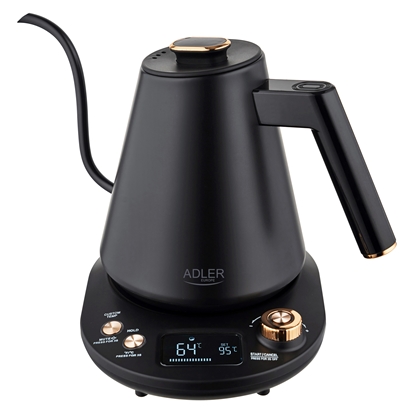 Attēls no Adler Kettle | AD 1349 | Electric | 1100 W | 1 L | Stainless steel | 360° rotational base | Black/Gold