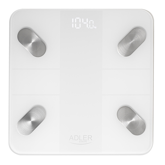 Изображение Adler Smart Bathroom Scale | AD 8186w | Maximum weight (capacity) 180 kg | Accuracy 100 g | Body Mass Index (BMI) measuring | White