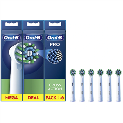 Attēls no Dantų šepetėlio antgaliai ORAL-B, EB50-6, Cross Action Pro, 6vnt., balti