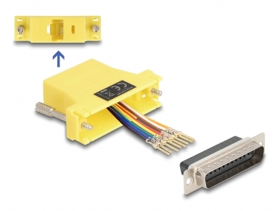 Picture of Delock D-Sub 25 pin male to RJ45 female Assembly Kit yellow