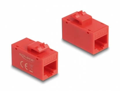 Attēls no Delock Keystone Module RJ45 jack to RJ45 jack Cat.6A UTP red