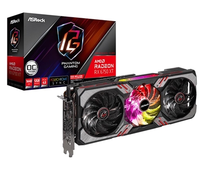 Attēls no Graphics Card|ASROCK|AMD Radeon RX 6750 XT|12 GB|GDDR6|192 bit|PCIE 4.0 16x|Two and Half Slot Fansink|1xHDMI|3xDisplayPort|RX6750XTPGD12GO