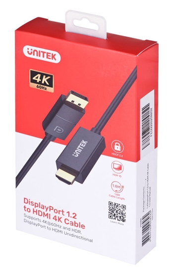 Picture of Kabel Unitek DisplayPort - HDMI 1.8m czarny (V1608A)