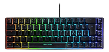 Изображение Klaviatūra DELTACO GAMING GAM-158-US, membraninė, 60% mini, RGB, US, pusiau skaidri, juoda