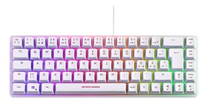 Attēls no Klaviatūra DELTACO GAMING GAM-158-W-US, membraninė, 60% mini, RGB, US, pusiau skaidri, balta