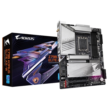 Attēls no Mainboard|GIGABYTE|Intel Z790|LGA1700|ATX|Memory DDR5|Memory slots 4|1xPCI-Express 3.0 16x|1xPCI-Express 4.0 16x|1xPCI-Express 5.0 16x|4xM.2|1xHDMI|1xDisplayPort|4xUSB 2.0|5xUSB 3.2|1xUSB-C|1xOptical S/PDIF|1xRJ45|2xAudio port|Z790AORUSELITEAX-W