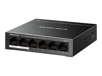 Attēls no Switch|MERCUSYS|MS106LP|Desktop/pedestal|6x10Base-T / 100Base-TX|PoE+ ports 4|MS106LP