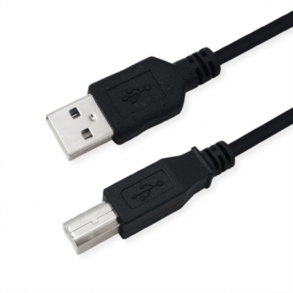 Attēls no ROLINE RM USB 2.0 Cable, A - B, M/M, black, 0.8 m