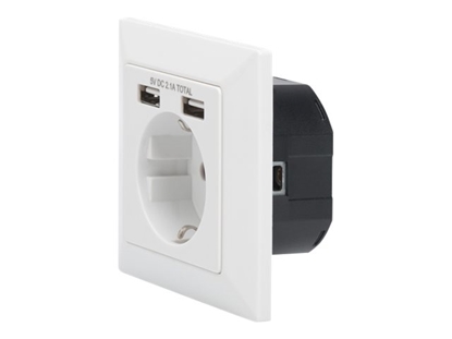 Picture of Digitus Safety socket for flush mounting with 2 USB ports | DA-70613