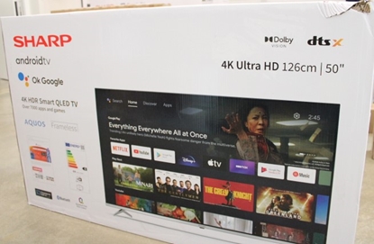 Attēls no SALE OUT. Sharp | 50FP1EA | 50" (126cm) | Smart TV | Android TV | 4K UHD | DAMAGED PACKAGING, UNPACKED, USED, SCRATCHED ON SIDE, SPACES BETWEEN SCREEN AND FRAME | Sharp | 50FP1EA | 50" (126cm) | Smart TV | Android TV | 4K UHD | DAMAGED PACKAGING, UNPACKED