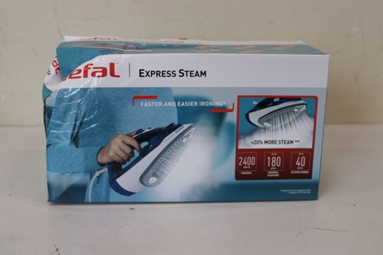 Изображение SALE OUT. TEFAL FV2838E0 Steam Iron, Water Tank 0.27 L, Countinuous Steam 40 g/min, Blue/White | TEFAL FV2838E0 | Steam Iron | 2400 W | Water tank capacity 270 ml | Continuous steam 40 g/min | Blue/White | DAMAGED PACKAGING, BROKEN CORPUS ON SIDE