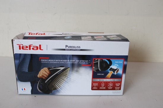 Изображение SALE OUT. Tefal FV8062 Puregliss Iron , Black/Grey | TEFAL FV8062 Puregliss | Steam Iron | 3000 W | Water tank capacity 0.27 ml | Continuous steam 50 g/min | Steam boost performance 280 g/min | Black/Grey | DAMAGED PACKAGING, SCRATCHES