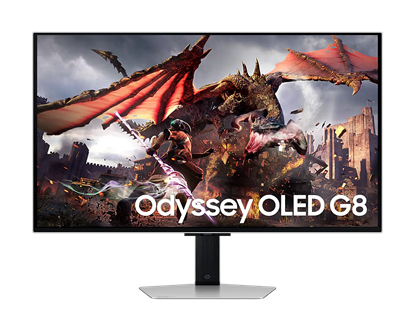 Изображение Monitor|SAMSUNG|32"|Gaming/Smart/4K|Panel OLED|3840x2160|16:9|0.03 ms|Speakers|Swivel|Pivot|Height adjustable|Tilt|Colour Silver|LS32DG802SUXDU