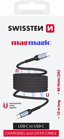 Picture of Swissten Magnetic USB-C Data Cable Self-Winding 60W 1m