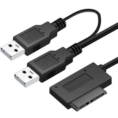 Attēls no USB 2.0 Type-A to Slimline SATA II 7+6Pin Adapter