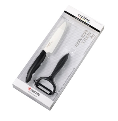 Attēls no Kyocera FK-110WHCP10NBK Utility Knife & Peeler Set, knife (11 cm blade) and peeler, Black