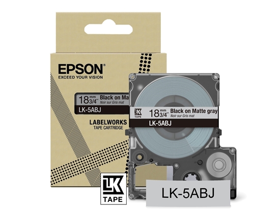 Изображение Epson Matte Tape – Grey/Black 18mm(8m) – LK-5ABJ