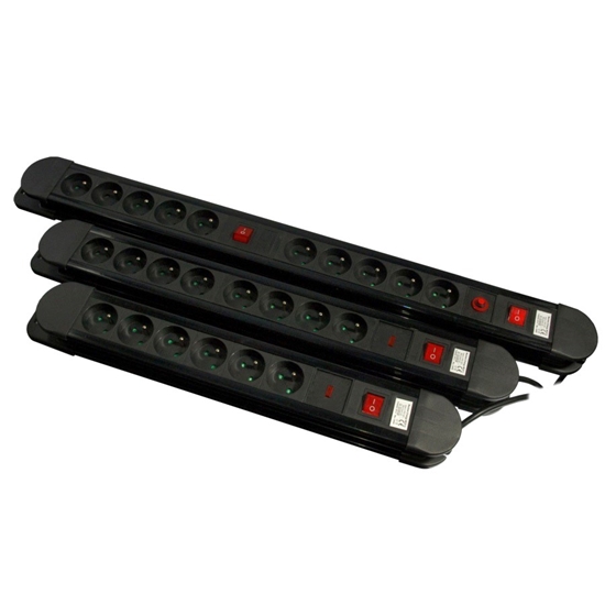 Picture of Maclean power strip, 10 outlet extension cord, 2 switches, protection and overload indication, 3680W, MCE10