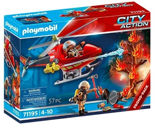 Picture of Playmobil PLAYMOBIL 71195 City Action Fire Brigade Helicopter Construction Toy (With Working Water Cannon)