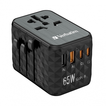 Изображение Adapter podróżny UTA-05 32120 ładowarka GaN 65W 180 krajów, 2x USB-C, 2x USB-A, PD 65W, QC 4+ 