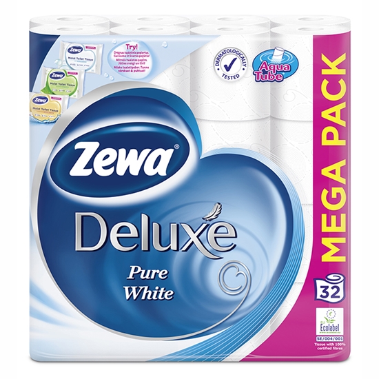 Изображение Tual.papīrs Zewa Deluxe Pure white 3-kārt.32 ruļļi