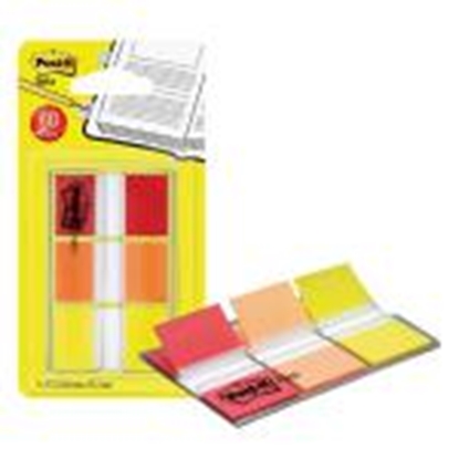 Изображение *Indeksi 3M Post-it 24x43mm sarkana/oranža/dzeltena,  60gab.