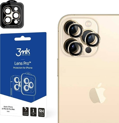 Attēls no 3MK Szkło hybrydowe na obiektyw aparatu 3MK Lens Protection Pro Apple iPhone 14 Pro/14 Pro Max złoty/gold