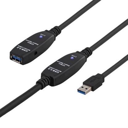 Attēls no Adapteris DELTACO USB3-1008,USB 3.0,15m JUODAS