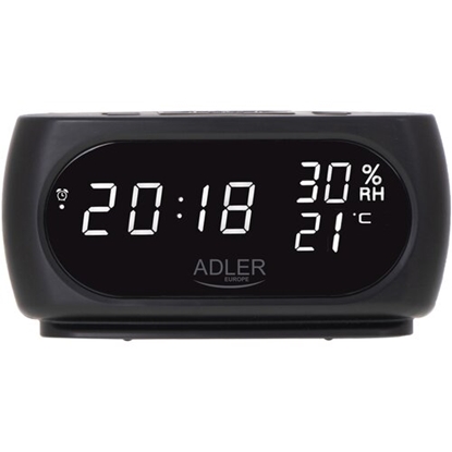 Attēls no Adler | Clock with Thermometer | AD 1186 | Black