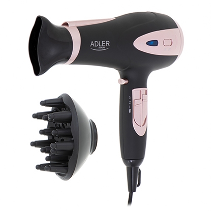 Attēls no Adler | Hair Dryer | AD 2248b ION | 2200 W | Number of temperature settings 3 | Ionic function | Diffuser nozzle | Black/Pink