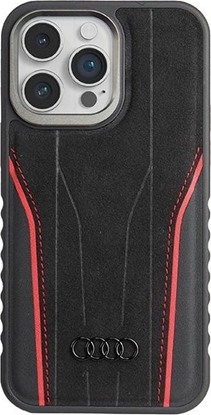 Изображение Audi Audi Genuine Leather MagSafe iPhone 15 Pro 6.1" czarno-czerwony/black-red hardcase AU-TPUPCMIP15P-R8/D3-RD