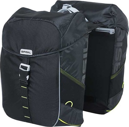 Attēls no Basil Sakwa turystyczna podwójna BASIL MILES DOUBLE PANNIER BAG 32L MIK System (ready to go), 100% wodoodporna black lime (NEW 2024)