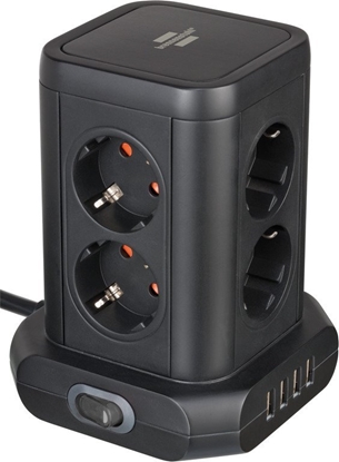 Picture of Brennenstuhl Socket Tower 8-fold with 4 USB 2m    black