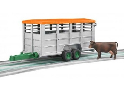 Picture of Bruder bruder cattle transport trailer with cow