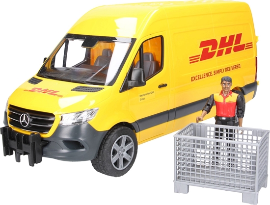 Изображение Bruder MB Sprinter DHL z figurką kuriera i z akcesoriami (02671)