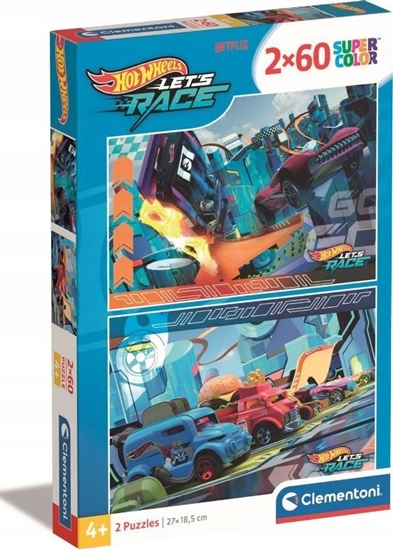 Picture of Clementoni CLE puzzle 2x60 SuperKolor HotWheels 24816