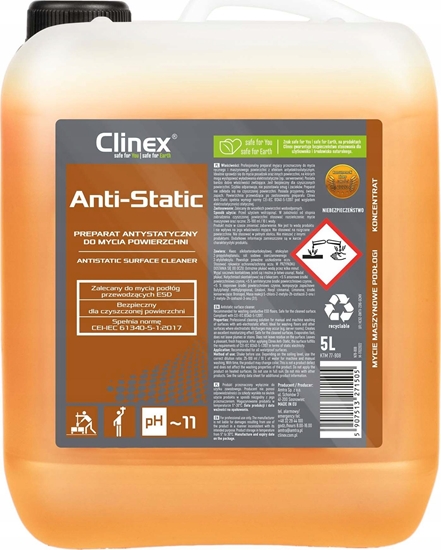 Изображение Clinex Clinex Anti-Static - Płyn do mycia powierzchni, antystatyczny - 5 l