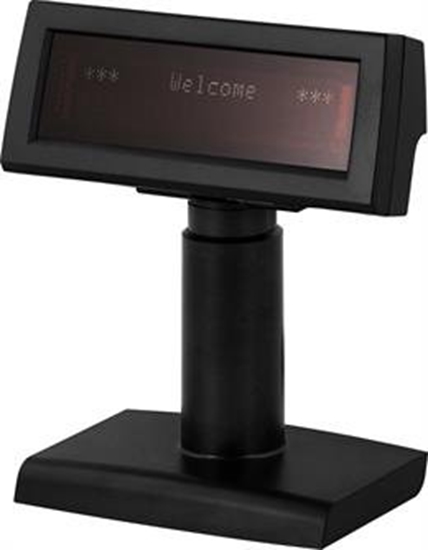 Picture of Customer display, 2x20 characters, USB, Black Tilt and swivel display for POS systems. Mounted on